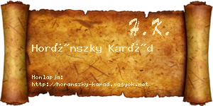 Horánszky Karád névjegykártya